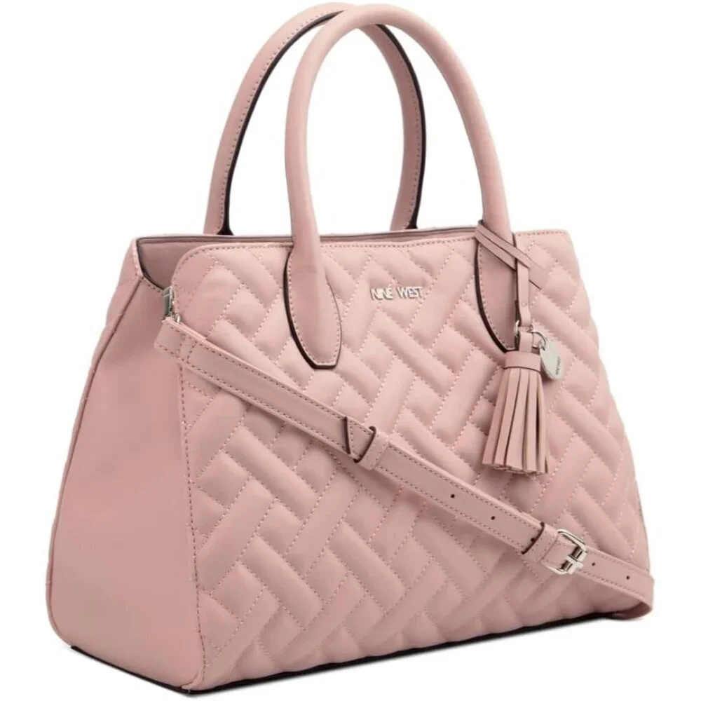 Women's Satchel Cotton Blend Lining Zip Closure Modern Pink Elegant Bag